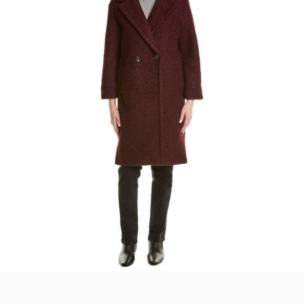 Tahari NWT Burgundy Double-Breasted Coat